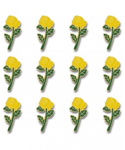 Yellow Rose Flower Enamel Metal Lapel Pin, Retro Pins for Clothes, Bulk Pack of 12, Poly Bagged, 7/8 Inch $17.25 Brooches & Pins