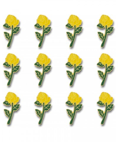 Yellow Rose Flower Enamel Metal Lapel Pin, Retro Pins for Clothes, Bulk Pack of 12, Poly Bagged, 7/8 Inch $17.25 Brooches & Pins