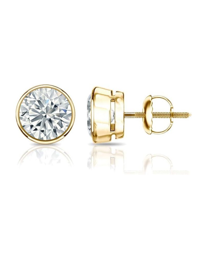 1/4 Carat Lab Grown Diamond Round Stud Earrings in 14k Gold (G-H, SI1-SI2, cttw) Bezel Set Screw Back Yellow Gold 0.25 carats...