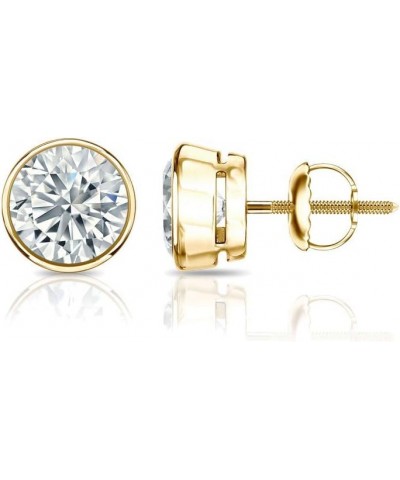 1/4 Carat Lab Grown Diamond Round Stud Earrings in 14k Gold (G-H, SI1-SI2, cttw) Bezel Set Screw Back Yellow Gold 0.25 carats...