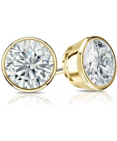 1/4 Carat Lab Grown Diamond Round Stud Earrings in 14k Gold (G-H, SI1-SI2, cttw) Bezel Set Screw Back Yellow Gold 0.25 carats...