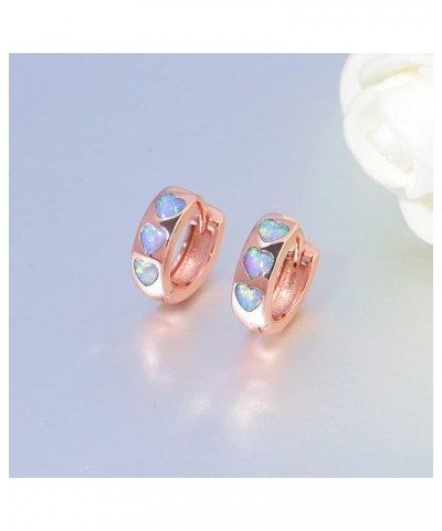 Small Hoop Earrings for Women Sterling Silver or Rose Gold Plated Opal Hypoallergenic Earrings Gemstone Huggie Hoop Earrings ...