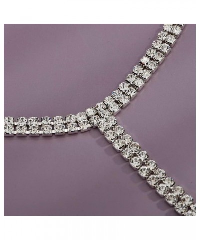 Wedding Bridal Crystal Beads Chain Y Necklace for Women Girls Boho Fashion Jewelry Silver $8.24 Necklaces