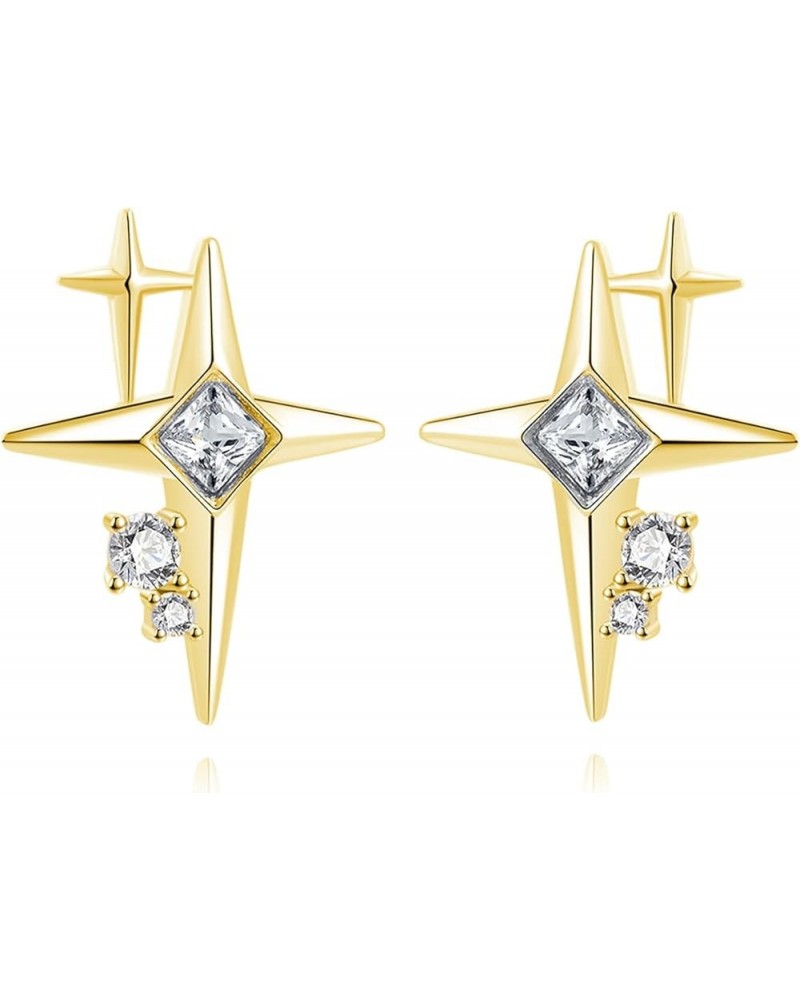 925 Sterling Silver CZ Star Earrings Studs for Women Teen Girls Cool Star Post Studs Earrings B-Gold Plated $10.25 Earrings