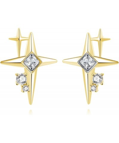 925 Sterling Silver CZ Star Earrings Studs for Women Teen Girls Cool Star Post Studs Earrings B-Gold Plated $10.25 Earrings