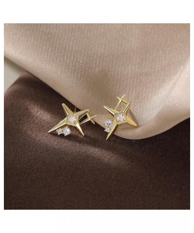 925 Sterling Silver CZ Star Earrings Studs for Women Teen Girls Cool Star Post Studs Earrings B-Gold Plated $10.25 Earrings