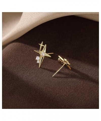 925 Sterling Silver CZ Star Earrings Studs for Women Teen Girls Cool Star Post Studs Earrings B-Gold Plated $10.25 Earrings