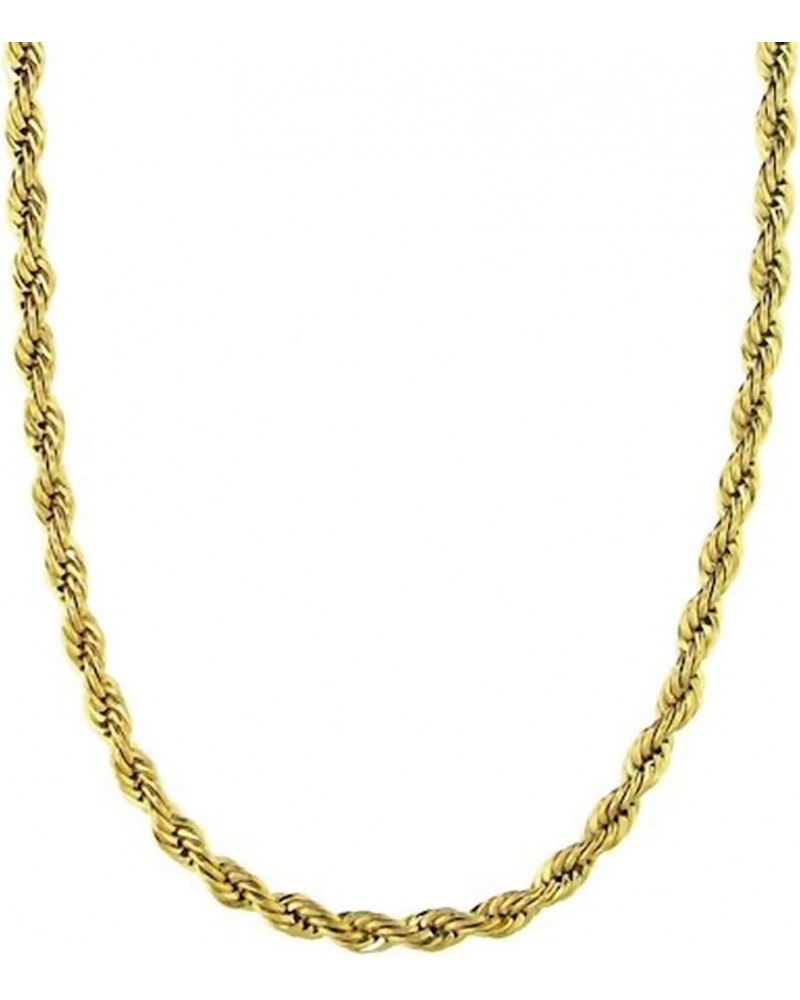 Mens Womens Stainless Steel Gold Rope Chain Necklace 3mm 16-30 Inch 26.0 Inches $9.02 Necklaces