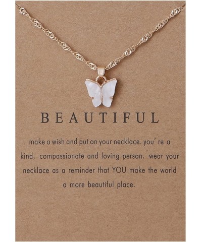 Butterfly Necklace Bohemian Retro Chain Friendship Necklace for Women Girl Teen Good Luck Pendant Chain Necklace with Message...