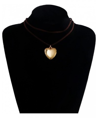 Gothic Heart Velvet Choker Necklace Chain Vintage Black Leather Choker Necklace Punk Gold Fluffy Love Heart Pendant Necklace ...