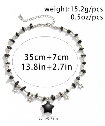 Y2K Star Pearl Charms Pendant Necklace Gothic Natural Stone Turquoise Beaded Adjustable Aesthetic Choker Necklace Grunge Star...