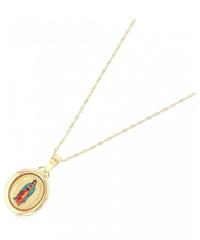 14K Yellow Gold Our Lady of Guadalupe Enamel Picture Charm Pendant with 0.9mm Singapore Chain Necklace 20.0 Inches $64.54 Nec...