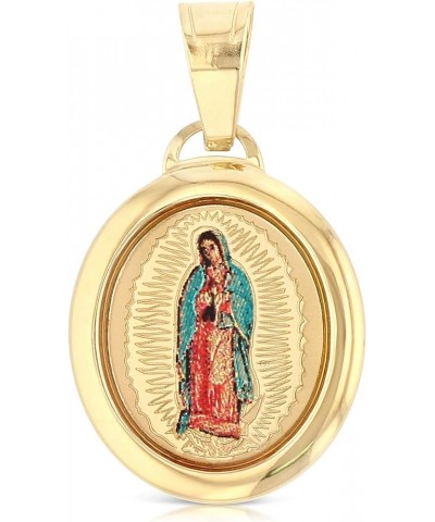 14K Yellow Gold Our Lady of Guadalupe Enamel Picture Charm Pendant with 0.9mm Singapore Chain Necklace 20.0 Inches $64.54 Nec...