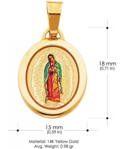 14K Yellow Gold Our Lady of Guadalupe Enamel Picture Charm Pendant with 0.9mm Singapore Chain Necklace 20.0 Inches $64.54 Nec...