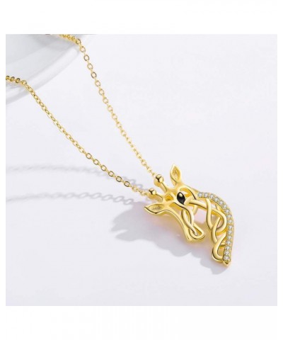 925 Sterling Silver Celtic Knot Giraffe Head Pendant Necklace Giraffe Gifts for Women Girlfriend Birthday A-Gold $18.71 Neckl...