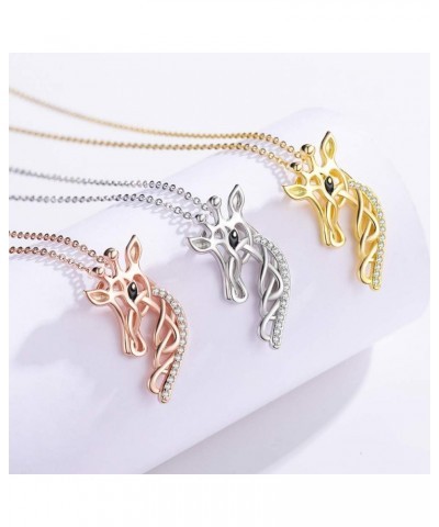 925 Sterling Silver Celtic Knot Giraffe Head Pendant Necklace Giraffe Gifts for Women Girlfriend Birthday A-Gold $18.71 Neckl...