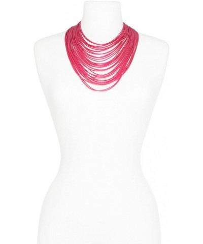 Multi Strand Statement Bib Necklace with Magnetic Clasp for Women Hot Pink $30.73 Necklaces