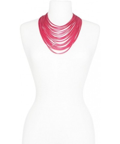 Multi Strand Statement Bib Necklace with Magnetic Clasp for Women Hot Pink $30.73 Necklaces