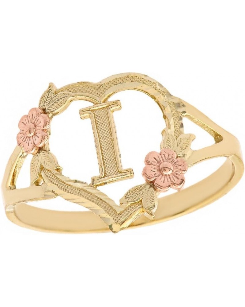 10k Gold Initial Alphabet Personalized Heart Ring - Letter I rose-and-yellow-gold $51.25 Rings