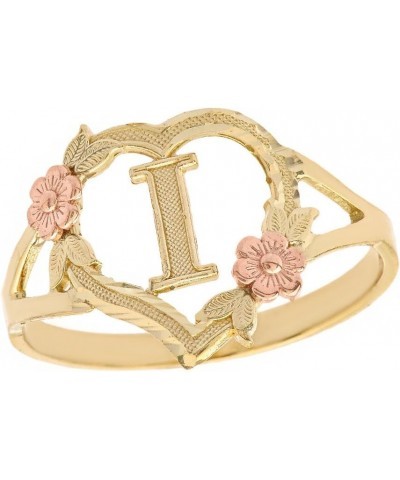 10k Gold Initial Alphabet Personalized Heart Ring - Letter I rose-and-yellow-gold $51.25 Rings