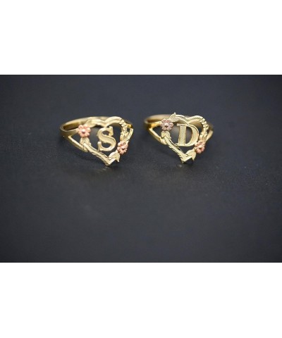 10k Gold Initial Alphabet Personalized Heart Ring - Letter I rose-and-yellow-gold $51.25 Rings