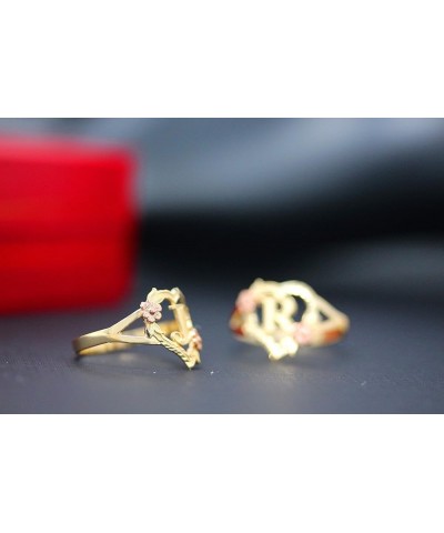 10k Gold Initial Alphabet Personalized Heart Ring - Letter I rose-and-yellow-gold $51.25 Rings