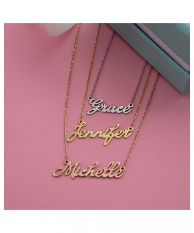 Personalized Name Necklace in Gold, Rose, and Silver - Custom 925 Sterling Silver, Gold Plated Nameplate Necklace for Women a...