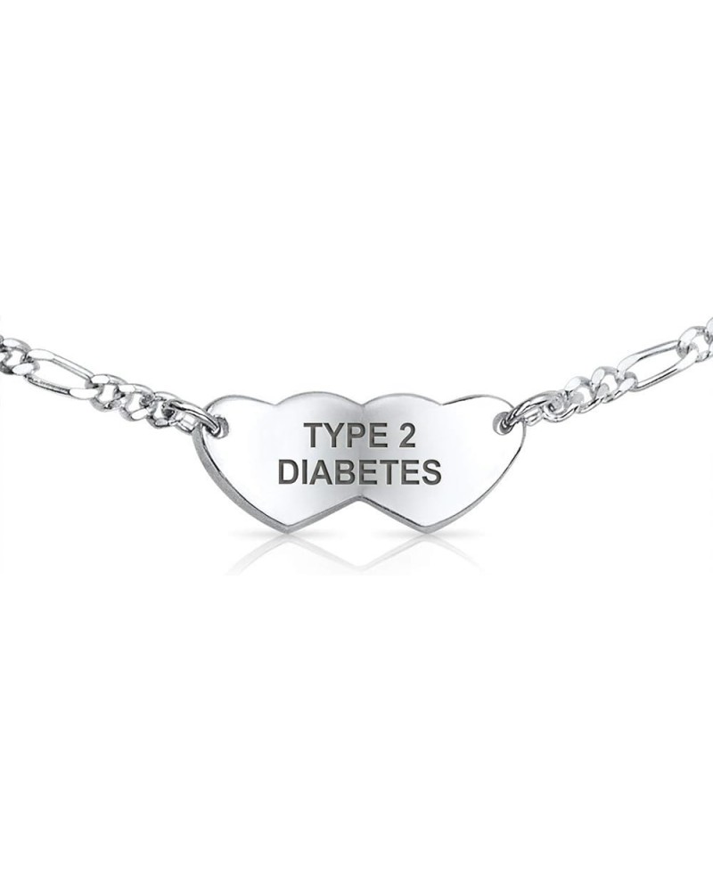 Blank Dainty Connected Oval or Double Heart Shape Medical Identification Engravable Medical ID Bracelet For Teens His or Hers...