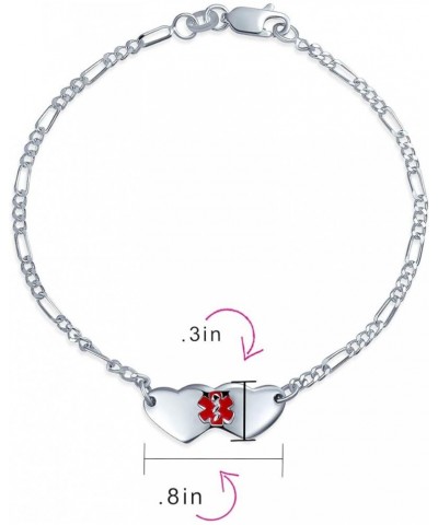 Blank Dainty Connected Oval or Double Heart Shape Medical Identification Engravable Medical ID Bracelet For Teens His or Hers...