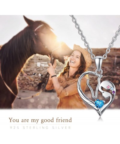 Horse Gifts for Women Girls Sterling Silver Horse Necklace Horse Head Pendant Birthstone Jewelry for Mom Daughter with 18"+2"...