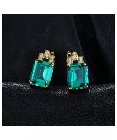 Emerald Cut 7.6ct Simulated Emerald Clip On Earrings for Women, Green Solitaire Gemstone 925 Sterling Silver 14k Gold Plated ...