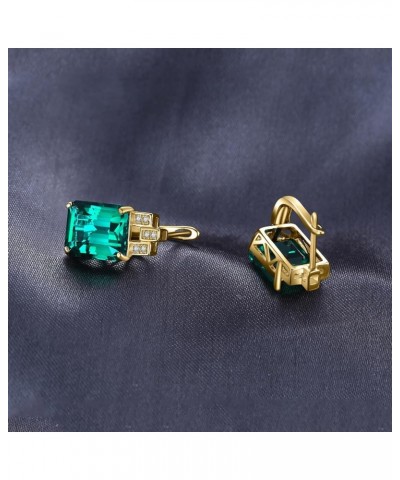 Emerald Cut 7.6ct Simulated Emerald Clip On Earrings for Women, Green Solitaire Gemstone 925 Sterling Silver 14k Gold Plated ...