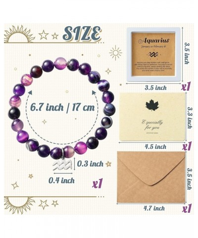 Constellation Zodiac Bracelet, Birthday Gifts for Girls Women, Purple Natural Stone Astrology Bracelet with Charm Wish Card E...