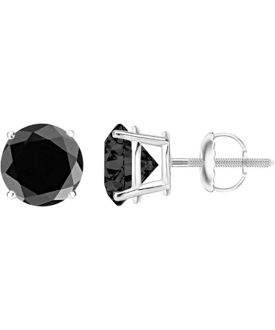 1/2-10 Carat Total Weight Black Diamond Stud Earrings 4 Prong Screw Back 0.5 Carat 14K White Gold $447.84 Earrings