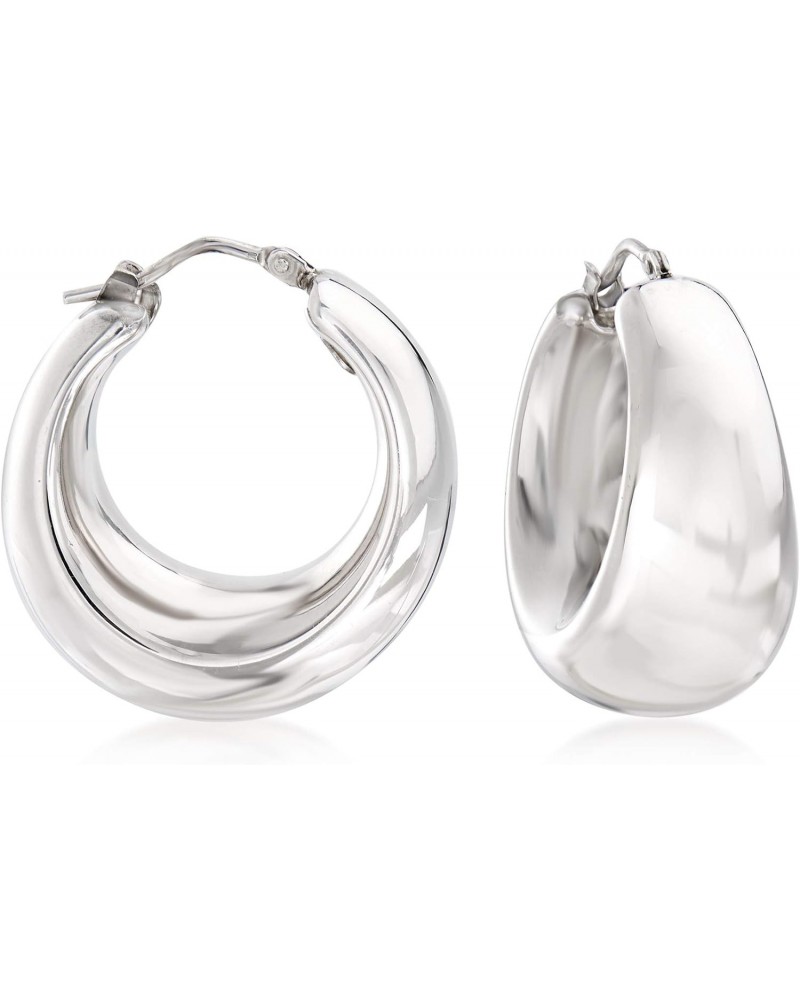 Italian Sterling Silver Graduated Hoop Earrings $43.24 Earrings