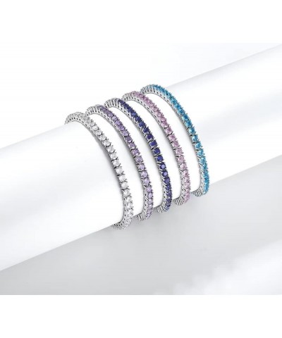 Birthstone Tennis Bracelets for Women,3mm Cubic Zirconia Classic Tennis Bracelets Size 6.5-7.5 Inch Birthday Gifts Jewelry fo...