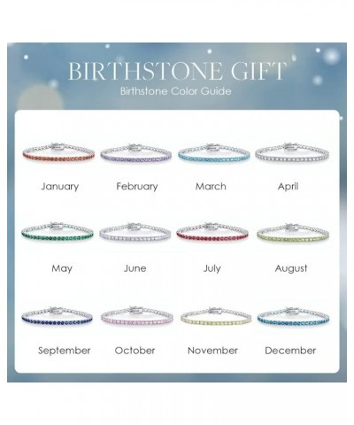 Birthstone Tennis Bracelets for Women,3mm Cubic Zirconia Classic Tennis Bracelets Size 6.5-7.5 Inch Birthday Gifts Jewelry fo...