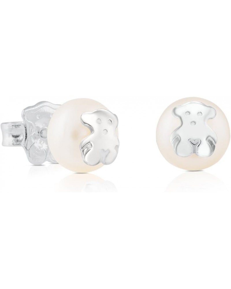 Bear 925 Silver Stud Earrings with White Freshwater Cultured Pearls 8.5mm Pearls $58.28 Earrings