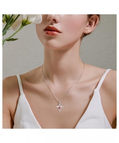 Infinity Angel Necklace for Women Brithstone Sterling Silver Guardian Angel Amulet Necklace July - Ruby $20.80 Necklaces