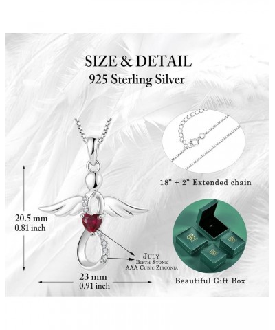 Infinity Angel Necklace for Women Brithstone Sterling Silver Guardian Angel Amulet Necklace July - Ruby $20.80 Necklaces