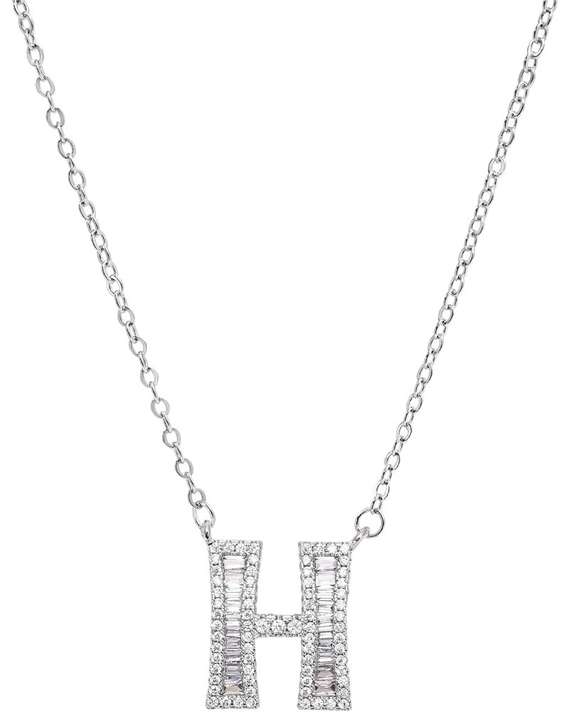 Initial Necklace White Gold Zirconia Necklace A-Z Jewelry Gifts for Women H $16.79 Necklaces