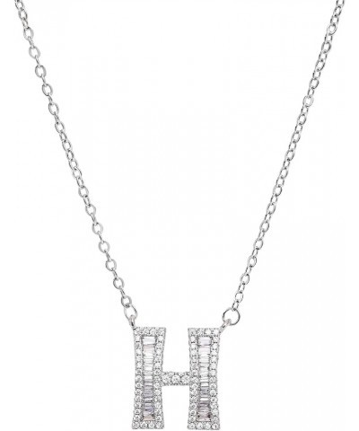 Initial Necklace White Gold Zirconia Necklace A-Z Jewelry Gifts for Women H $16.79 Necklaces