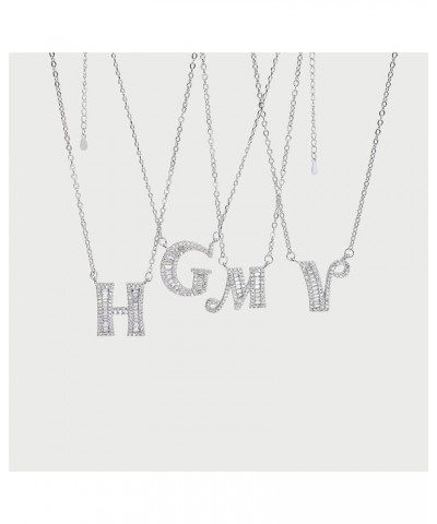 Initial Necklace White Gold Zirconia Necklace A-Z Jewelry Gifts for Women H $16.79 Necklaces