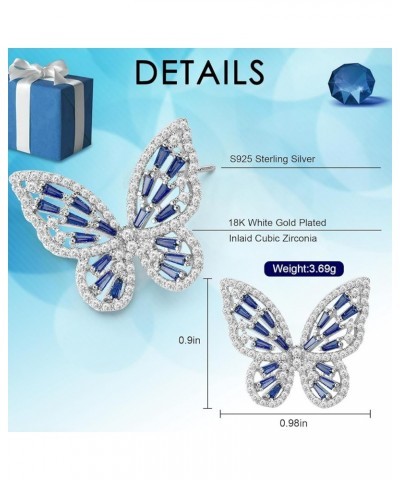 Rhinestone Butterfly Earrings for Women Bow Earrings Gold Crystal CZ Earrings Cubic Zirconia Sterling Silver Stud Earrings Hy...