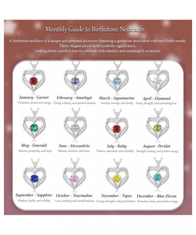 Love Birthstone Heart Necklace for Women 18k Gold Plated Pendant Necklaces for Women with Cubic Zirconia Diamond - Birthday J...