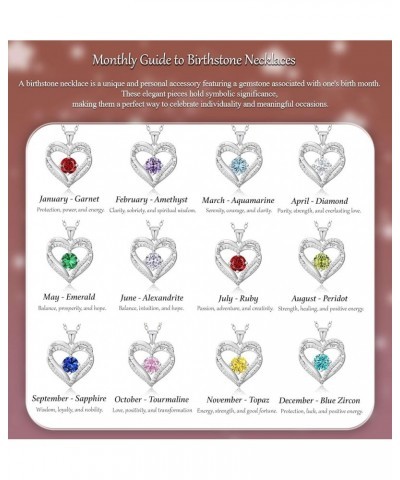 Love Birthstone Heart Necklace for Women 18k Gold Plated Pendant Necklaces for Women with Cubic Zirconia Diamond - Birthday J...