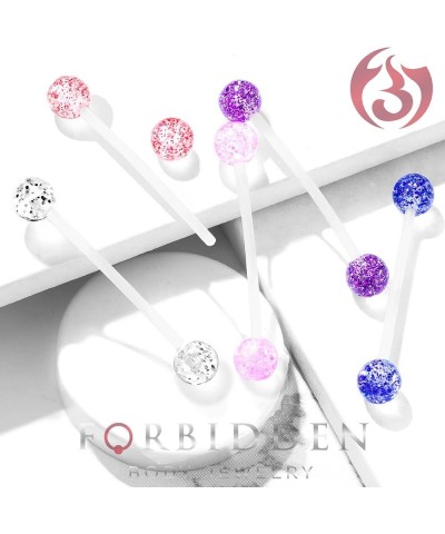 1" 14G Flexible Bioflex Pregnancy Belly Ring with 6mm Glitter Balls 1pc Clear $10.19 Body Jewelry