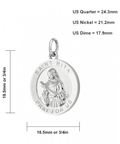 Ladies Polished 925 Sterling Silver 18.5mm Saint Rita Medal Pendant Necklace, 18in to 24in 20in 2mm Curb Chain $33.05 Necklaces