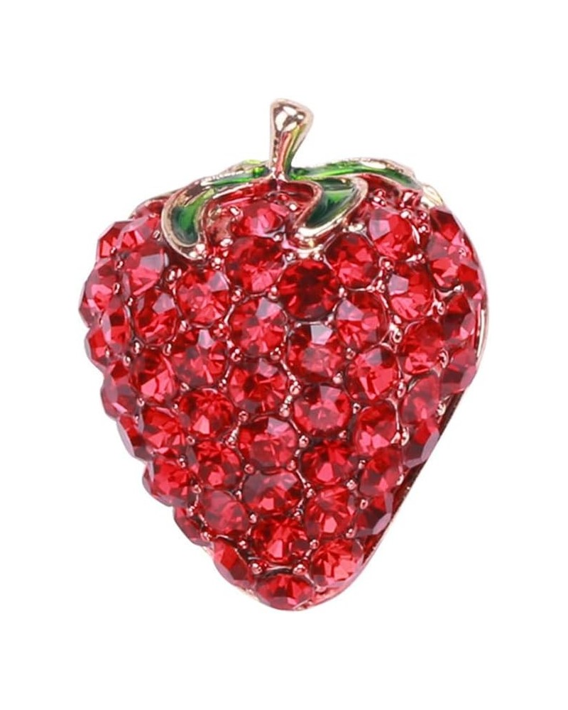 Cute Strawberry Rhinestones Brooches Pins Delicate Red Crystal Fruit Brooch Classic for Party Dance Banquet for Women Teen Gi...