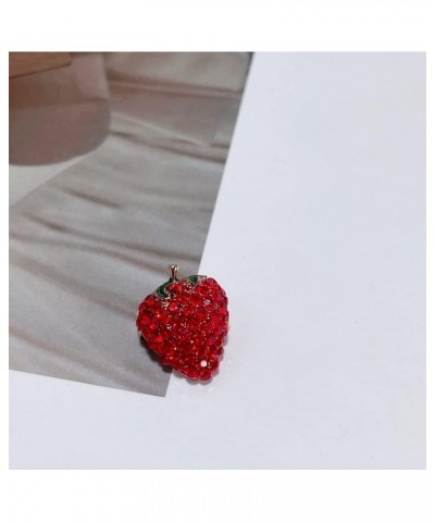 Cute Strawberry Rhinestones Brooches Pins Delicate Red Crystal Fruit Brooch Classic for Party Dance Banquet for Women Teen Gi...